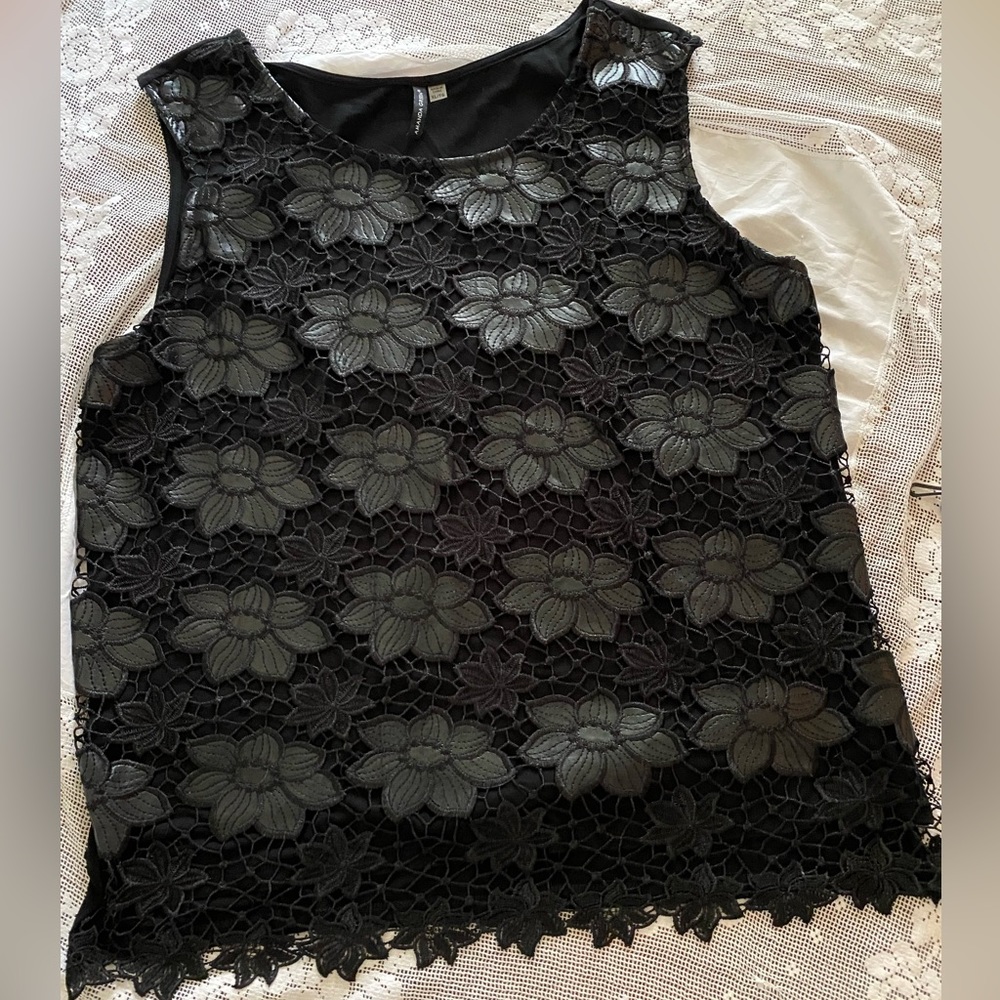 Amanda Green lace and faux leather tank size XL